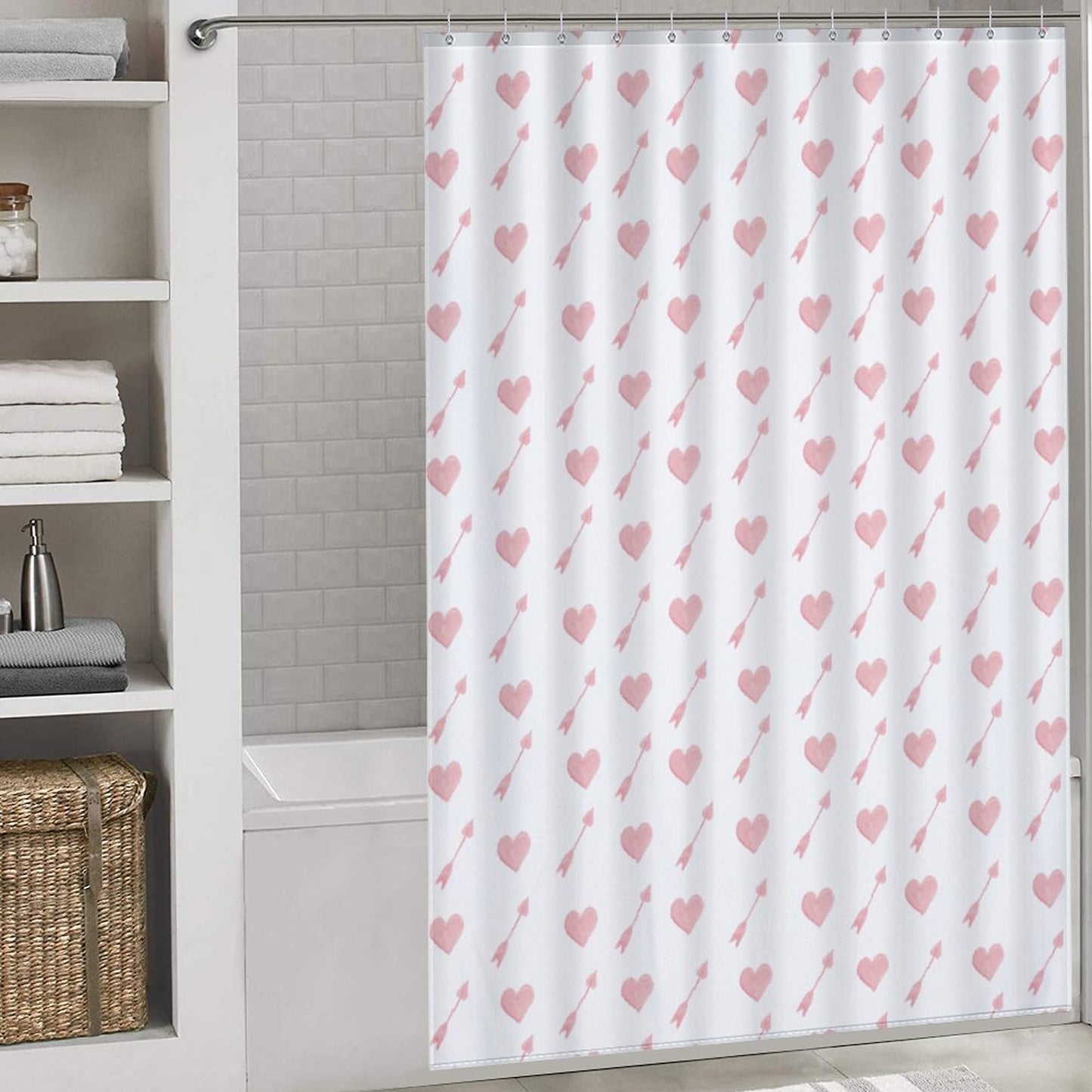 Lightweight Shower Curtain- Valentine Arrow Hearts