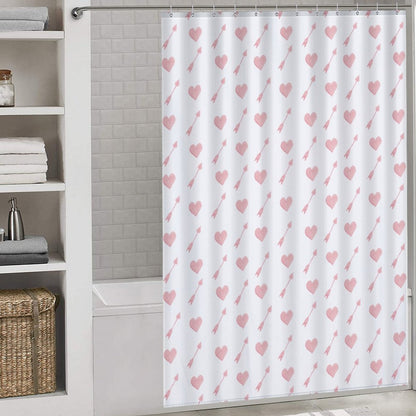 Lightweight Shower Curtain- Valentine Arrow Hearts