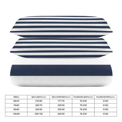 Nautical Navy Stripe 3-Piece Bedding Set-90"x90" Full, Queen Boys Nautical Striped Duvet Cover Set