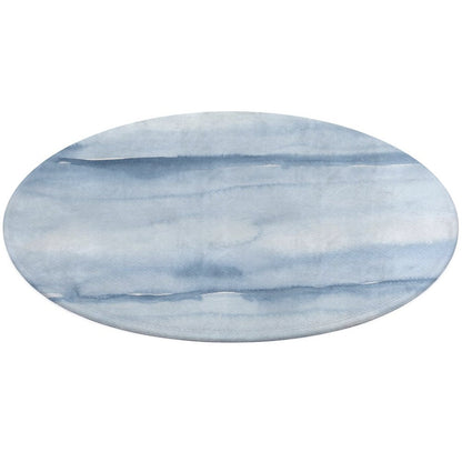 Round Plush Bath Mat- Morning Stories Blue