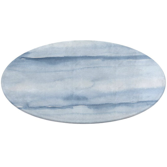 Round Plush Bath Mat- Morning Stories Blue