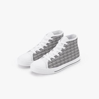 Unisex Black and White Lines Kid’s High-Top Canvas Shoes