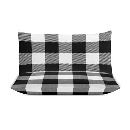 Black White Buffalo Plaid 3-Piece Bedding Set-86"×70" Twin Reversible Buffalo Plaid Duvet Cover Set