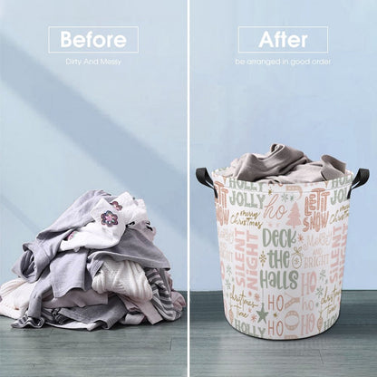 Collapsible Laundry Hamper- Christmas Phrases