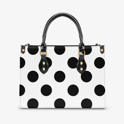 Structured Handbag- Black and White Polka