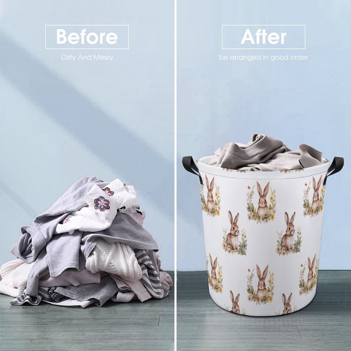 Collapsible Laundry Hamper- Elegant Easter Bunnies