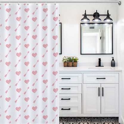 Lightweight Shower Curtain- Valentine Arrow Hearts