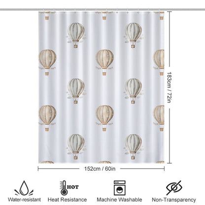 Lightweight Shower Curtain- Neutral Hot Air Balloons