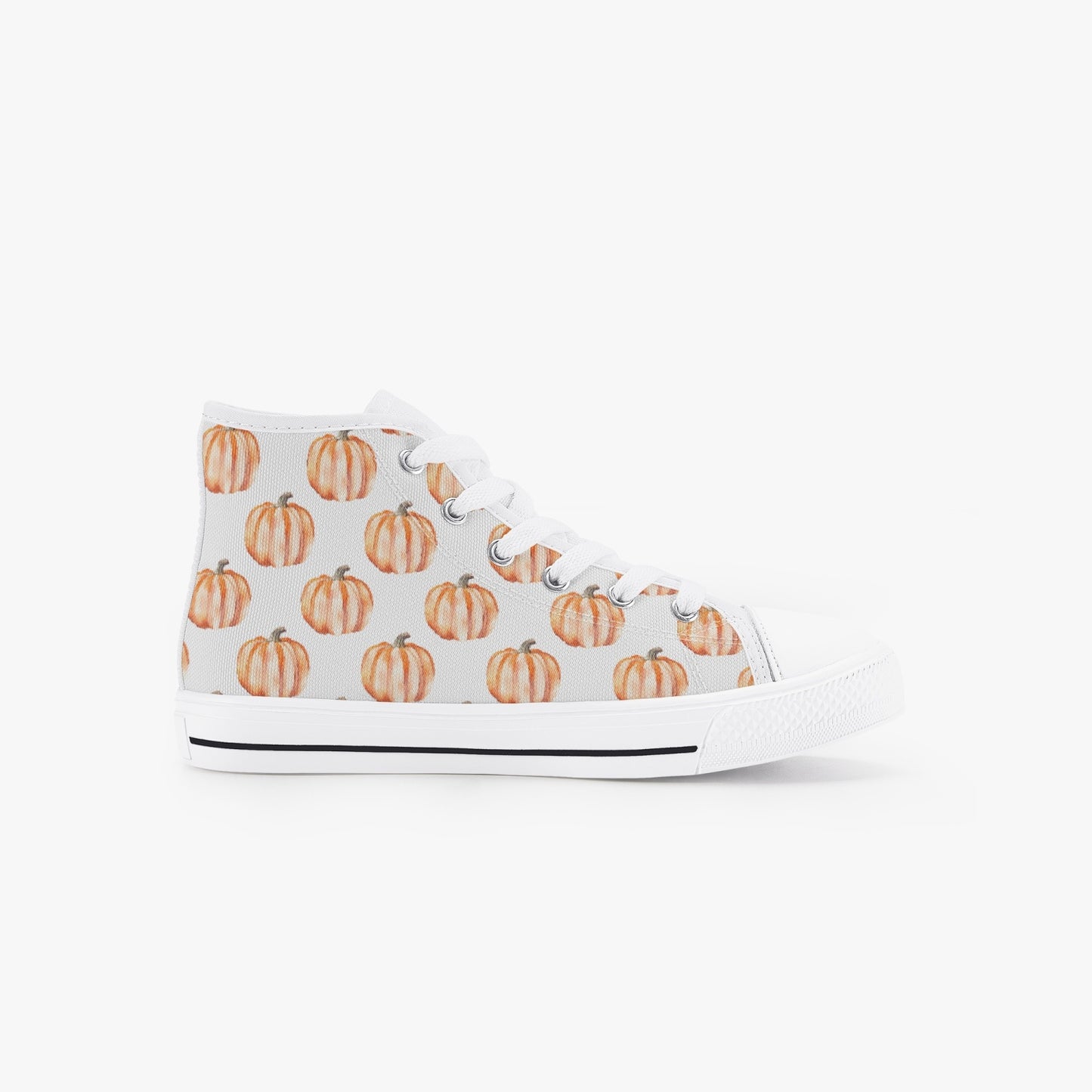 Unisex Watercolor Pumpkins Kid’s High-Top Canvas Shoes