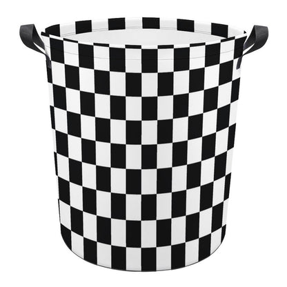 Collapsible Laundry Hamper- Black and White Checkerboard