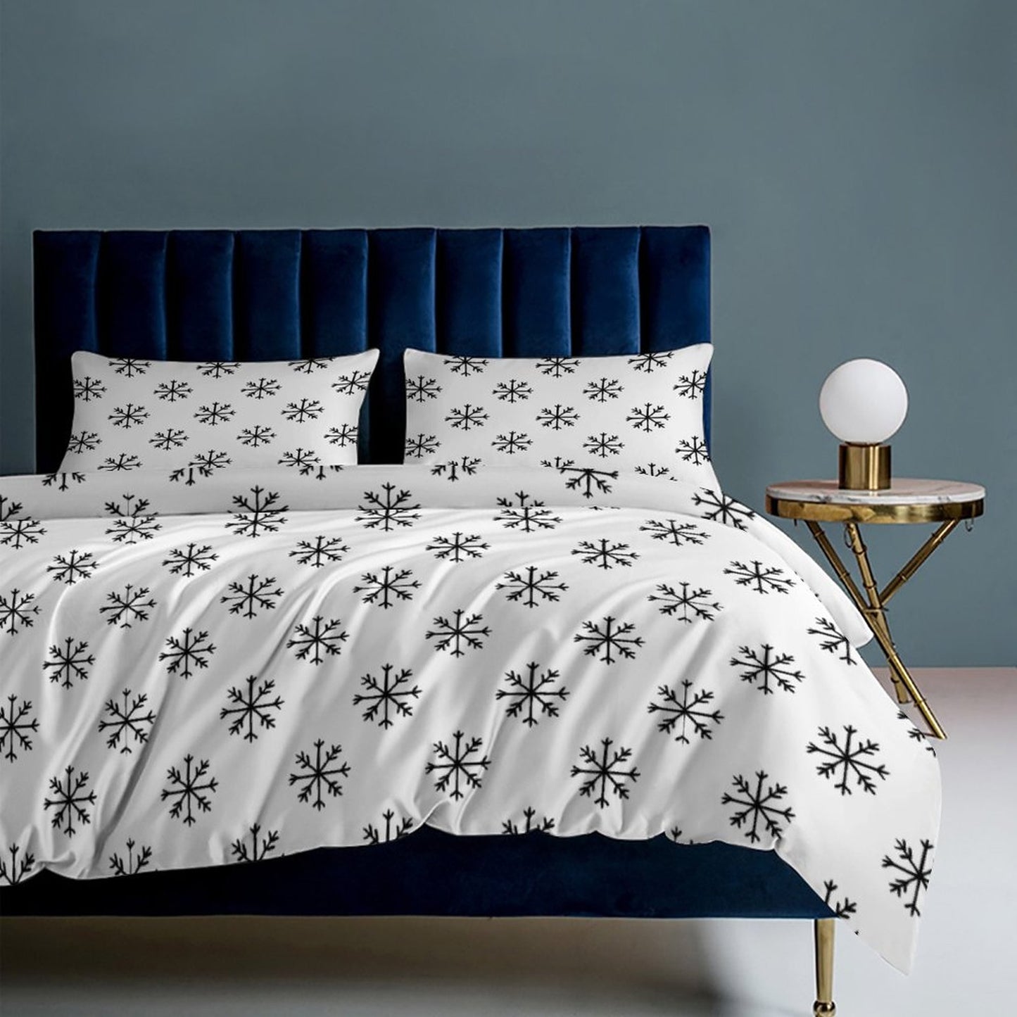 Minimalist Snowflakes 3-Piece Bedding Set-102"x90" King Reversible Seasonal Duvet Cover Set