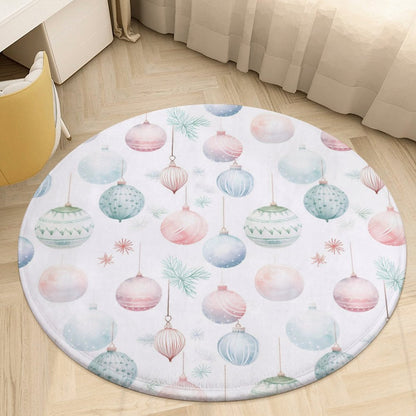 Round Plush Bath Mat- Pastel Ornaments