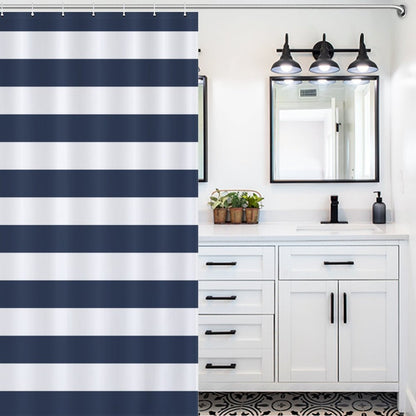 Lightweight Shower Curtain- Nautical Stripes Navy