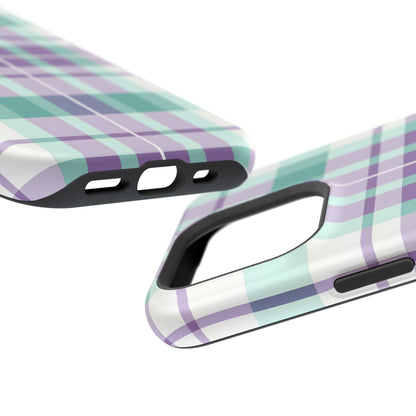 Impact-Resistant Phone Case - Spring Plaid Purple