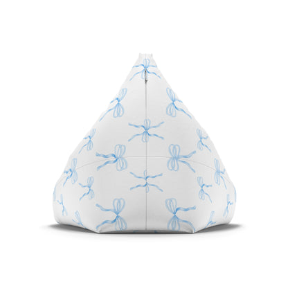 Watercolor Coquette Blue Bows Bean Bag Chair Cover