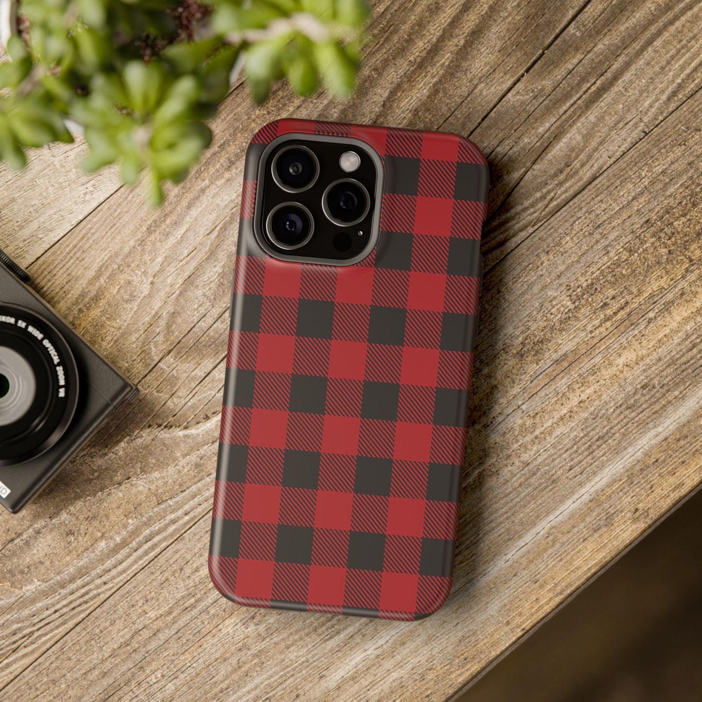 Impact-Resistant Phone Case-Red Black Buffalo Plaid