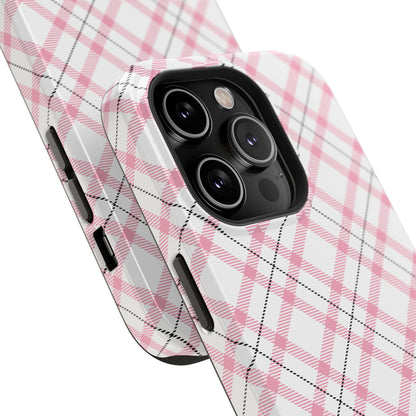 Impact-Resistant Phone Case - Pink Black Plaid