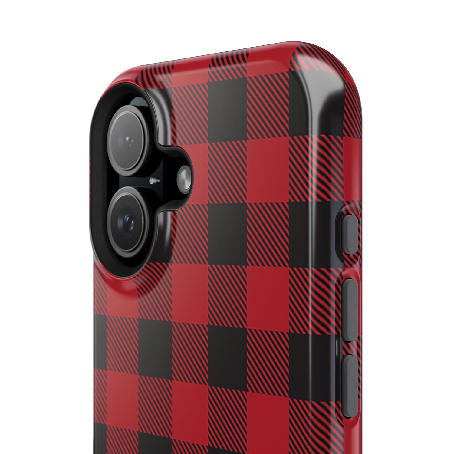 Impact-Resistant Phone Case-Red Black Buffalo Plaid, iPhone, Samsung