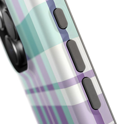 Impact-Resistant Phone Case - Spring Plaid Purple