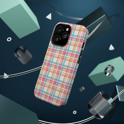 Impact-Resistant Phone Case - Summer Plaid Pink