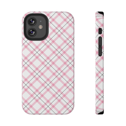 Impact-Resistant Phone Case - Pink Black Plaid