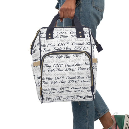 Multifunctional Diaper Backpack- Baseball Phrases