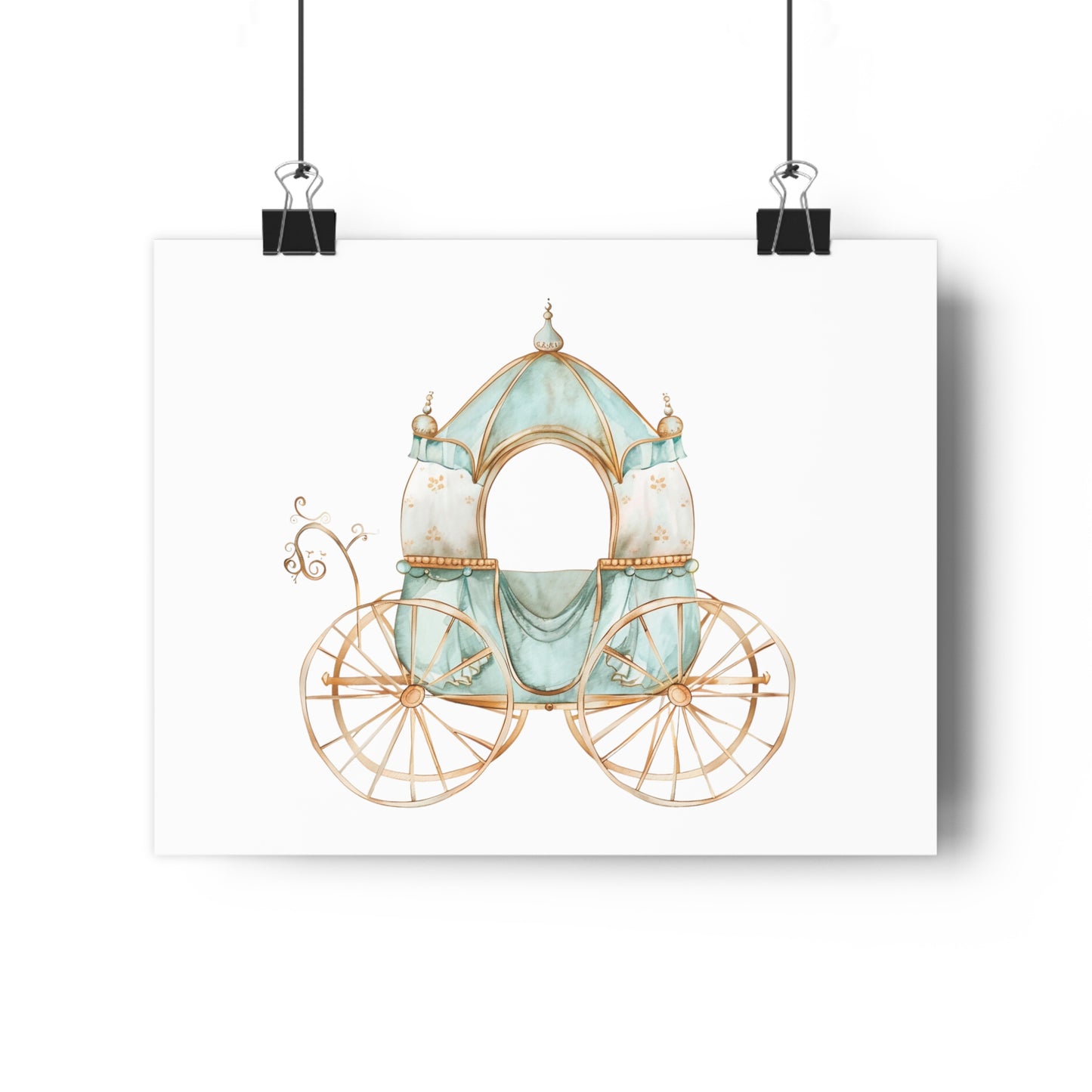 Giclée Art Print Watercolor Teal Princess Carriage