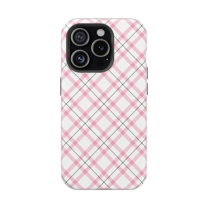 Impact-Resistant Phone Case - Pink Black Plaid