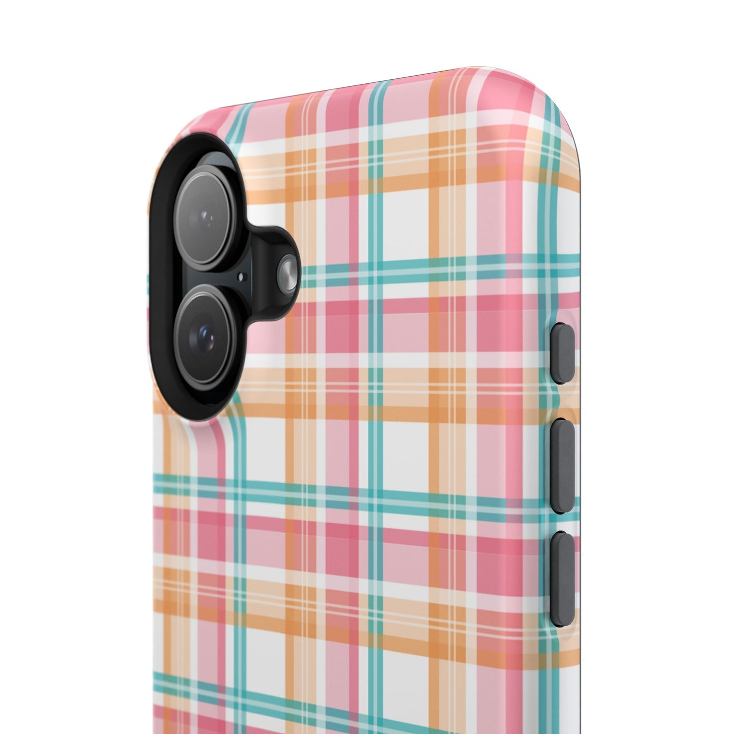 Impact-Resistant Phone Case - Summer Plaid Pink