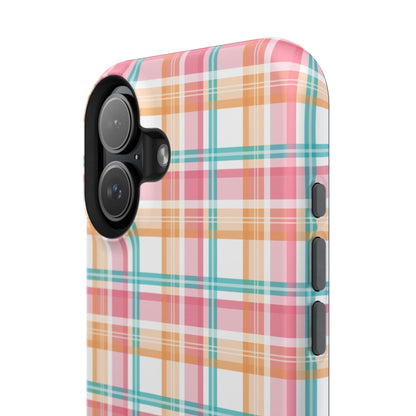 Impact-Resistant Phone Case - Summer Plaid Pink