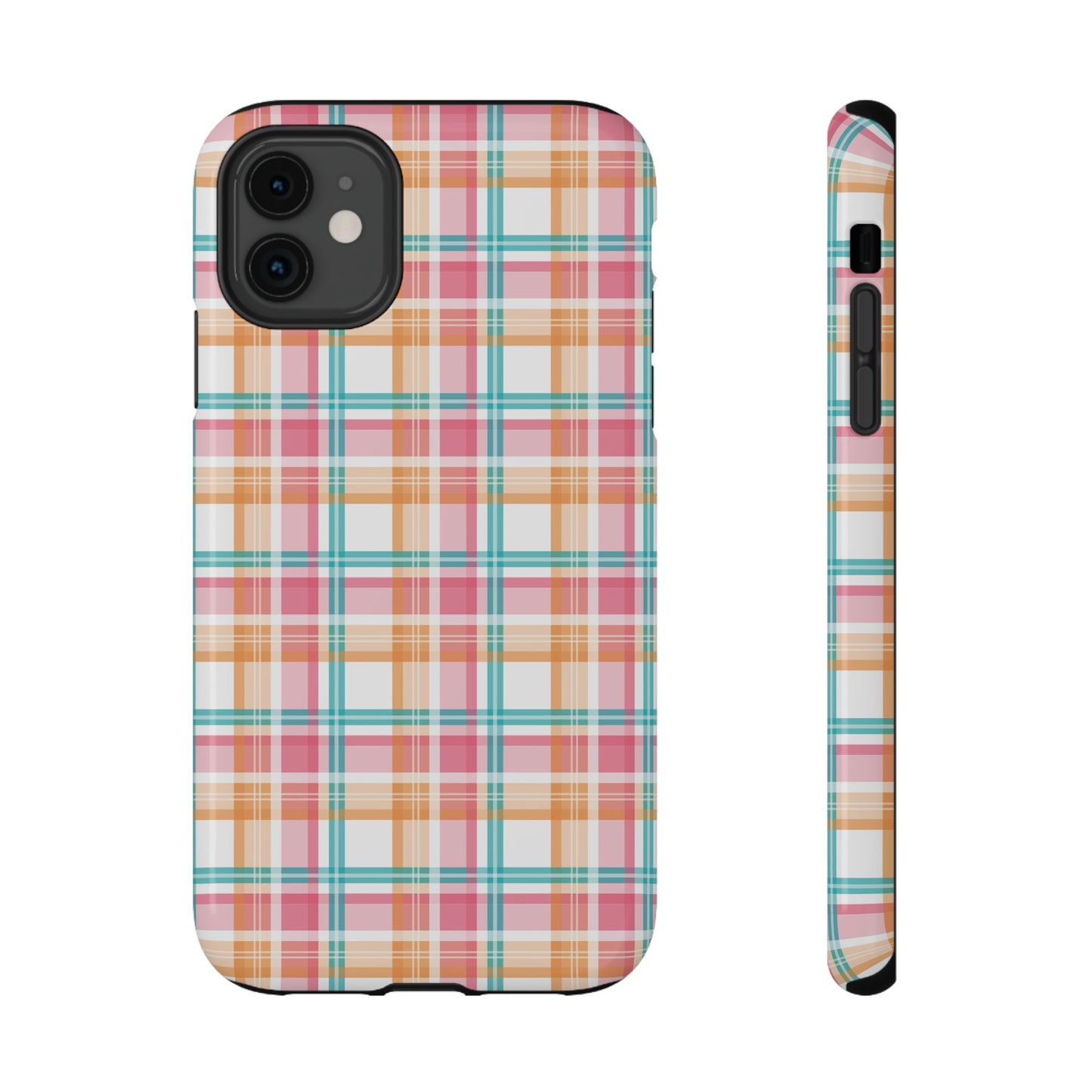 Impact-Resistant Phone Case - Summer Plaid Pink