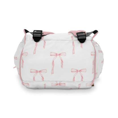 Watercolor Coquette Pink Bows Multifunctional Diaper Backpack