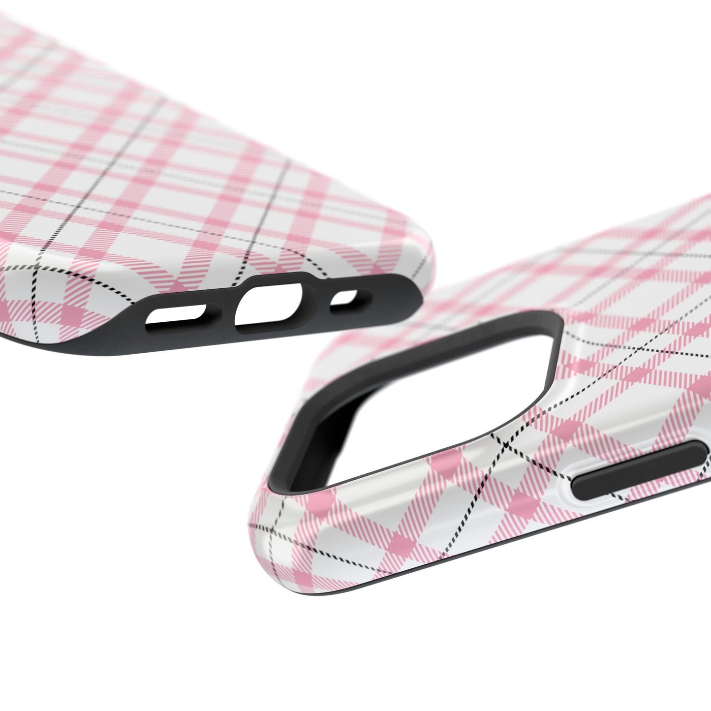 Impact-Resistant Phone Case - Pink Black Plaid