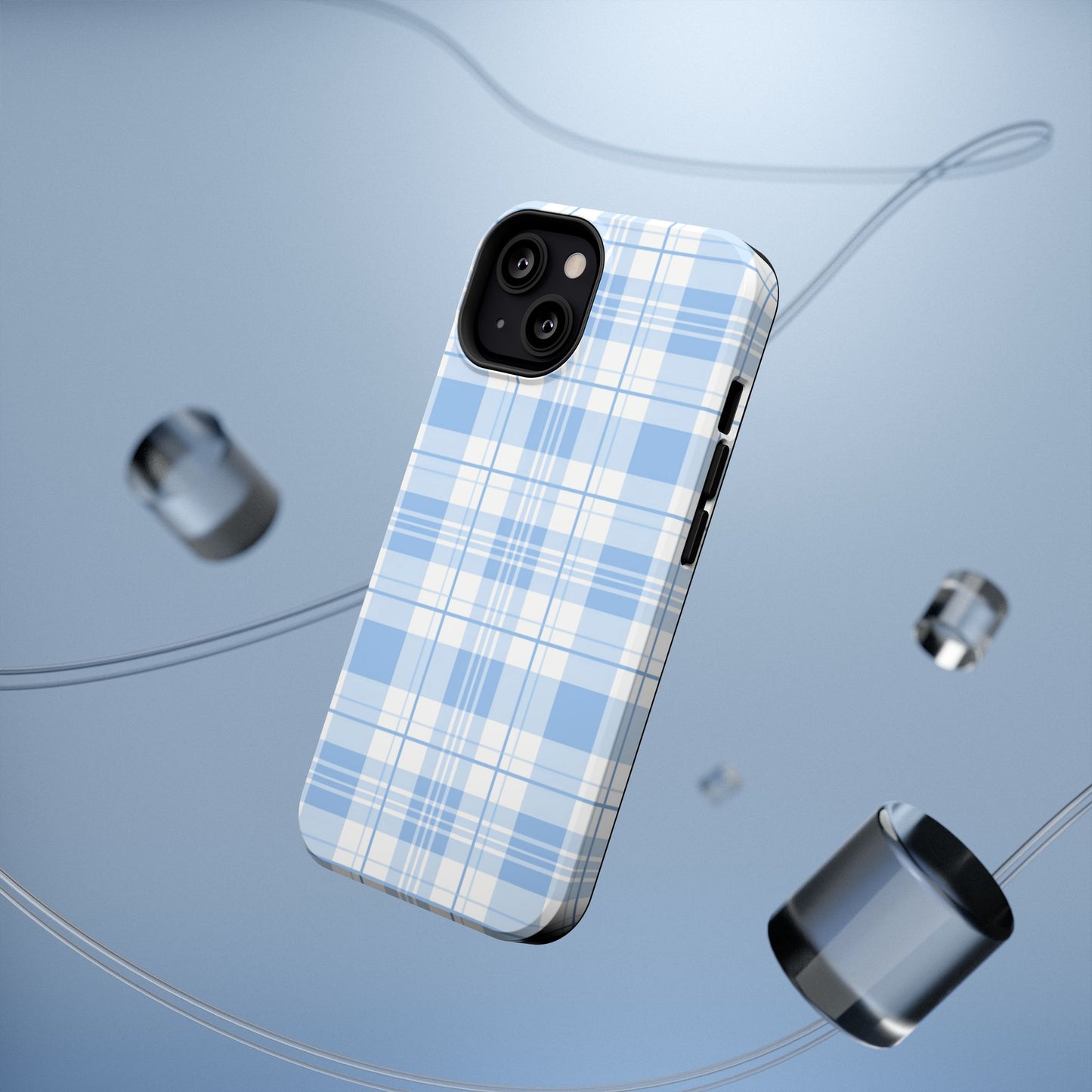 Impact-Resistant Phone Case - Easter Plaid Blue