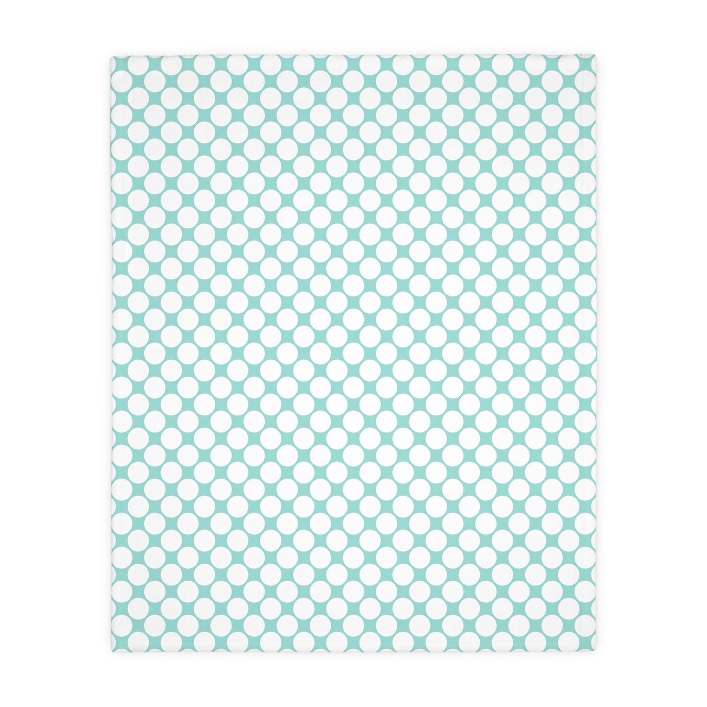 Velveteen Microfiber Two-sided Polished Polka Dots Aqua White