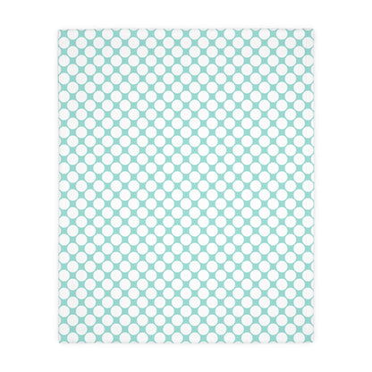 Velveteen Microfiber Two-sided Polished Polka Dots Aqua White