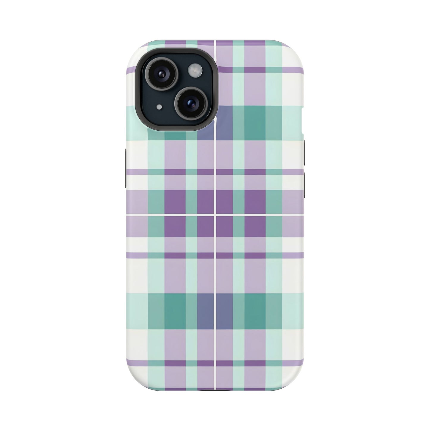 Impact-Resistant Phone Case - Spring Plaid Purple