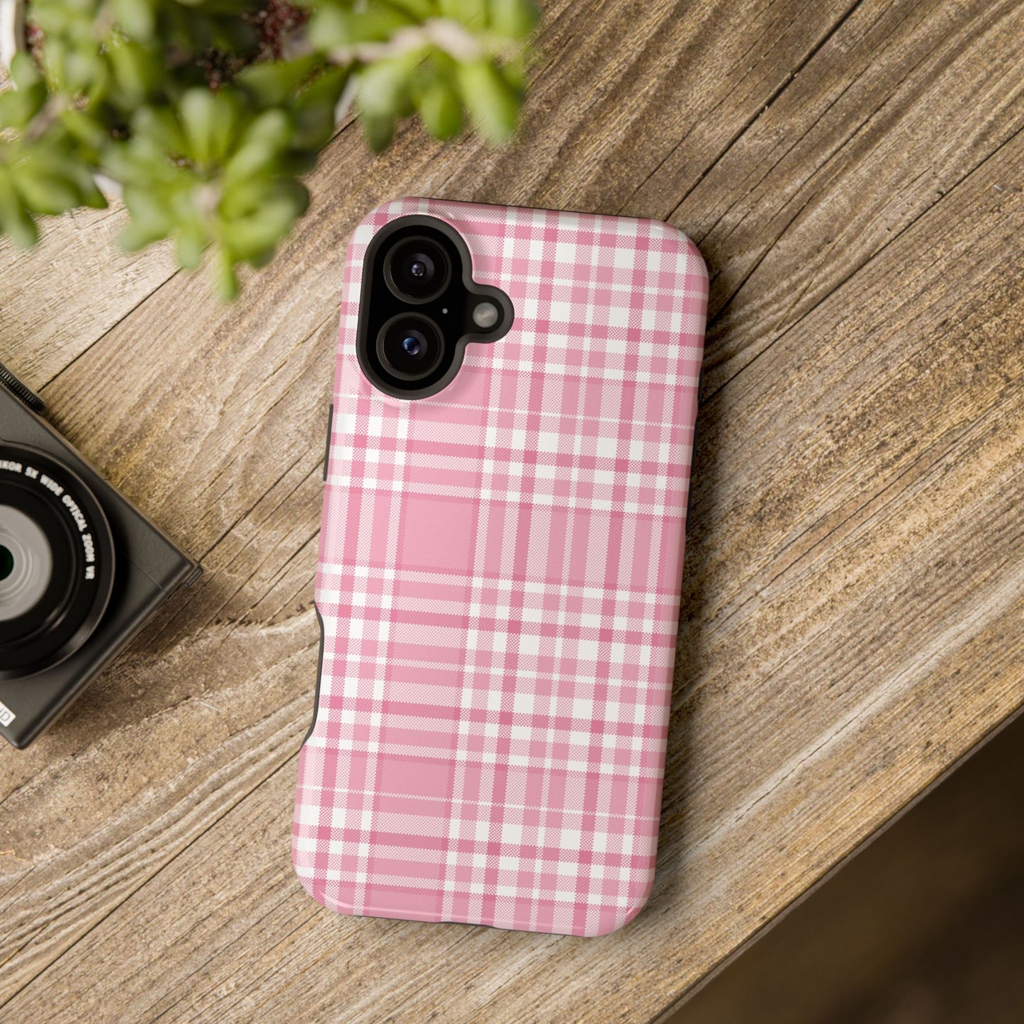 Impact-Resistant Phone Case - Easter Plaid Pink