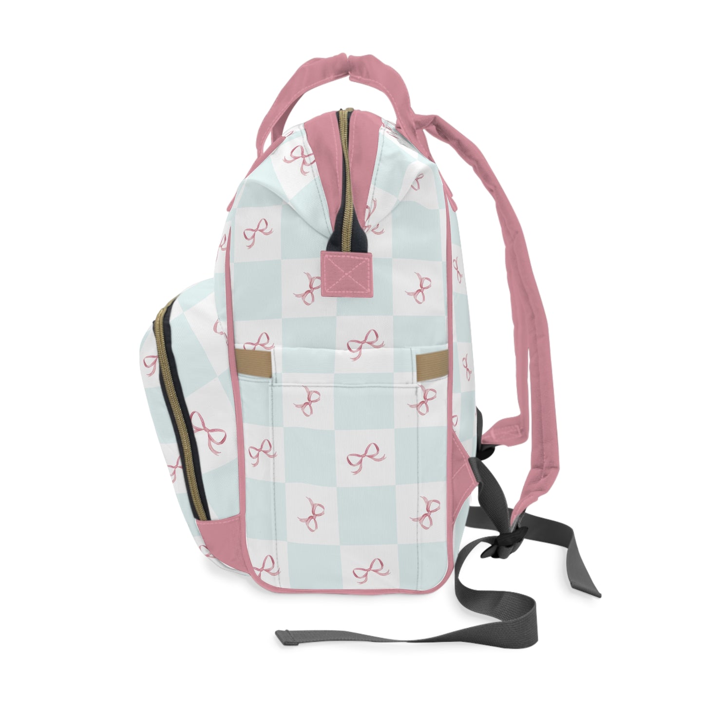 Coquette Blue Pink Bows Multifunctional Backpack Diaper Bag