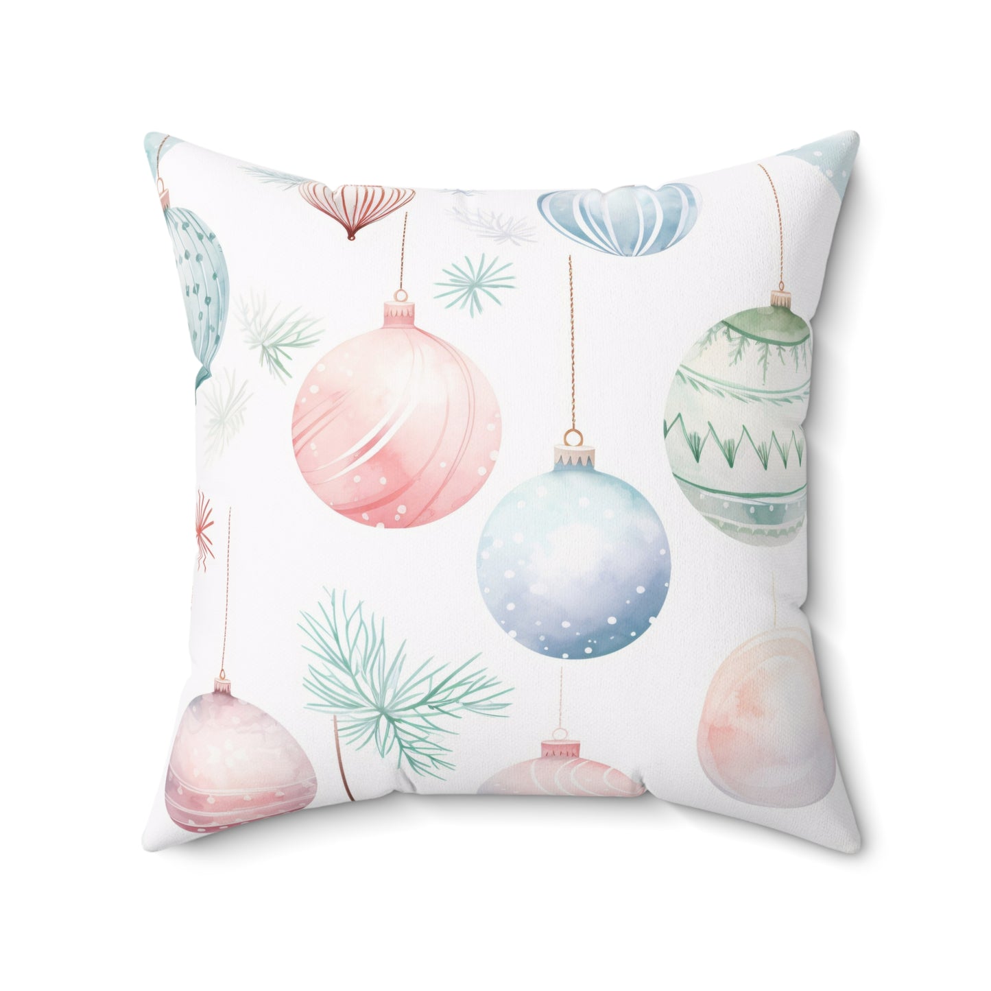 Spun Polyester Square Pillow with Removable Cover Watercolor Pastel Ornaments