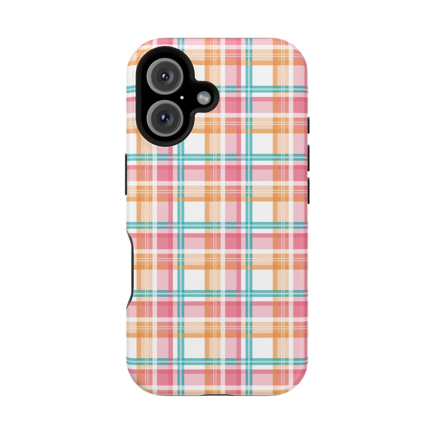 Impact-Resistant Phone Case - Summer Plaid Pink