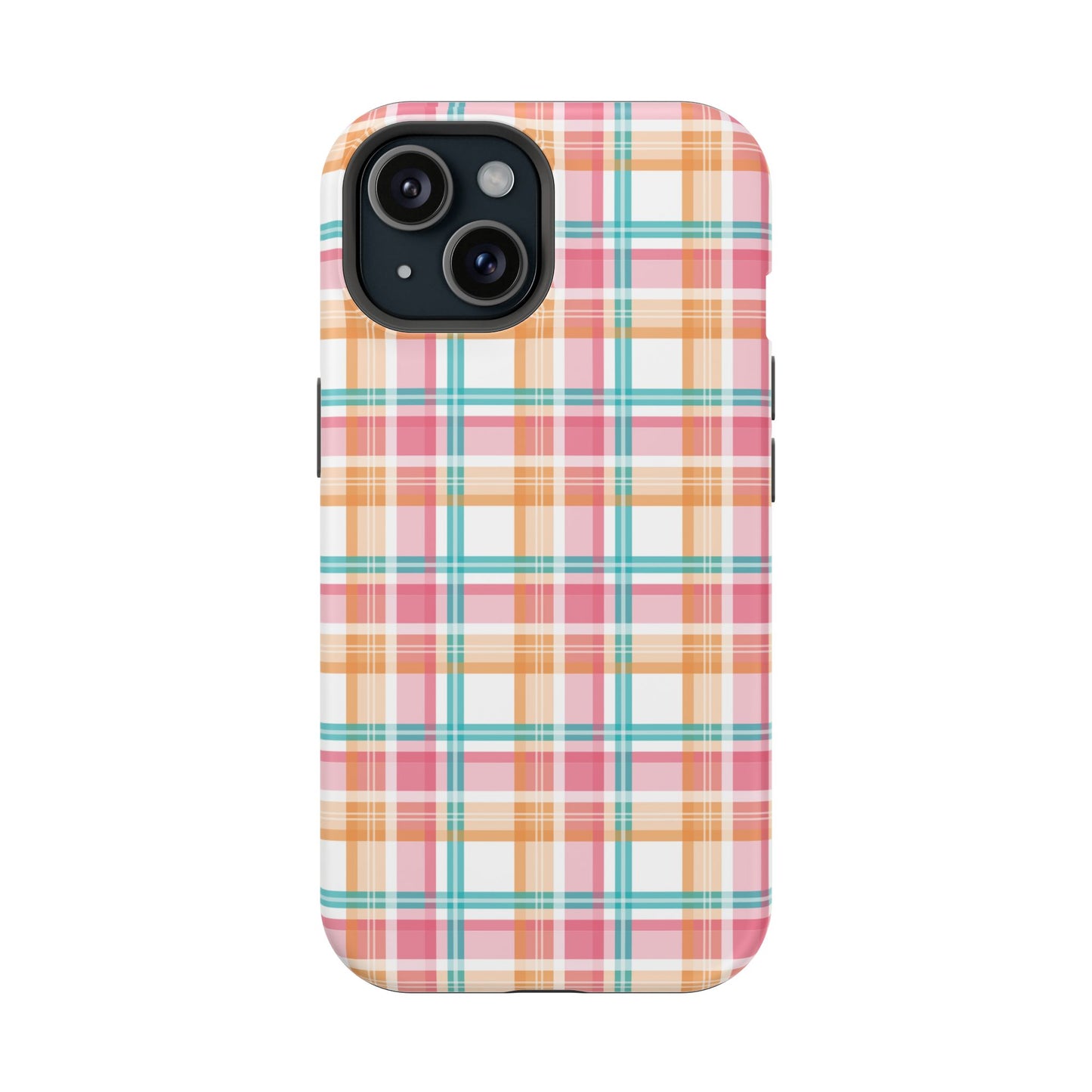 Impact-Resistant Phone Case - Summer Plaid Pink