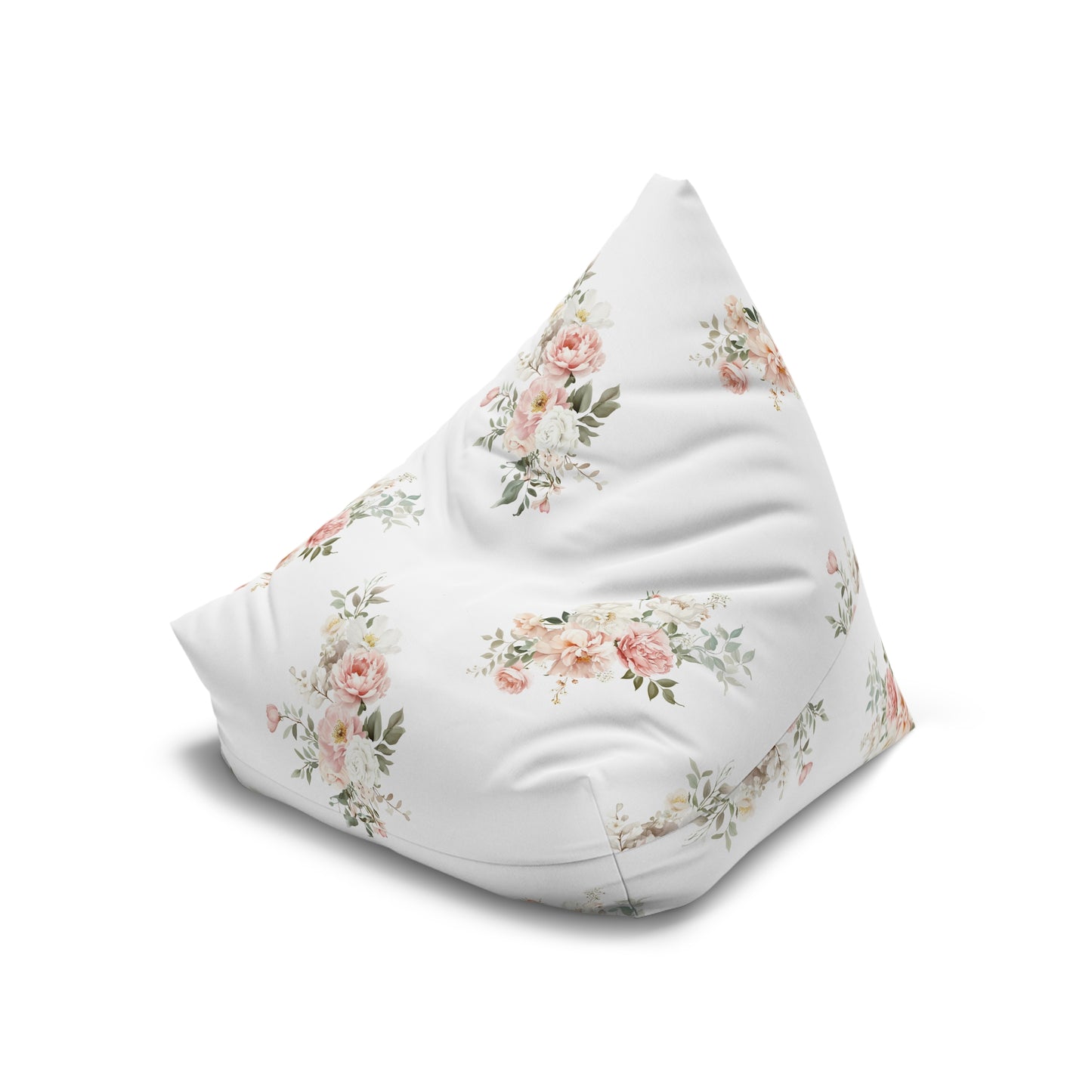 Elegant Coral Floral Bean Bag Chair Cover