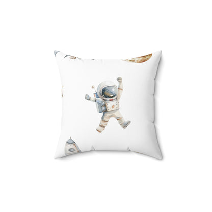 Spun Polyester Square Pillow with Removable Cover Watercolor Astronauts Multi