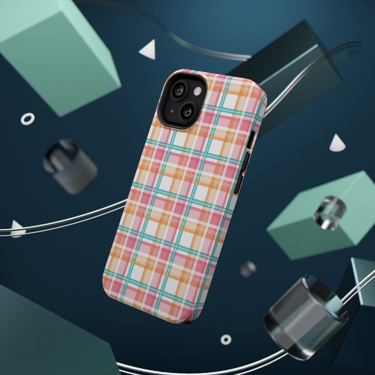 Impact-Resistant Phone Case - Summer Plaid Pink