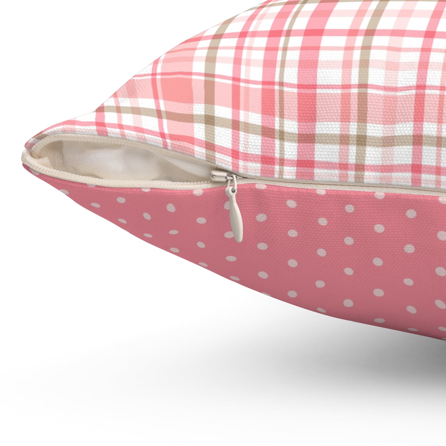 Spun Polyester Square Pillow with Removable Cover Hedgehog Playdate Plaid Polka Dots