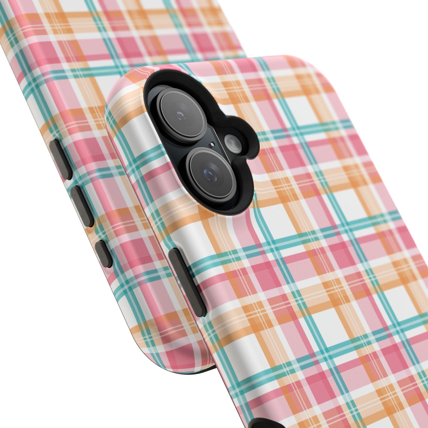 Impact-Resistant Phone Case - Summer Plaid Pink