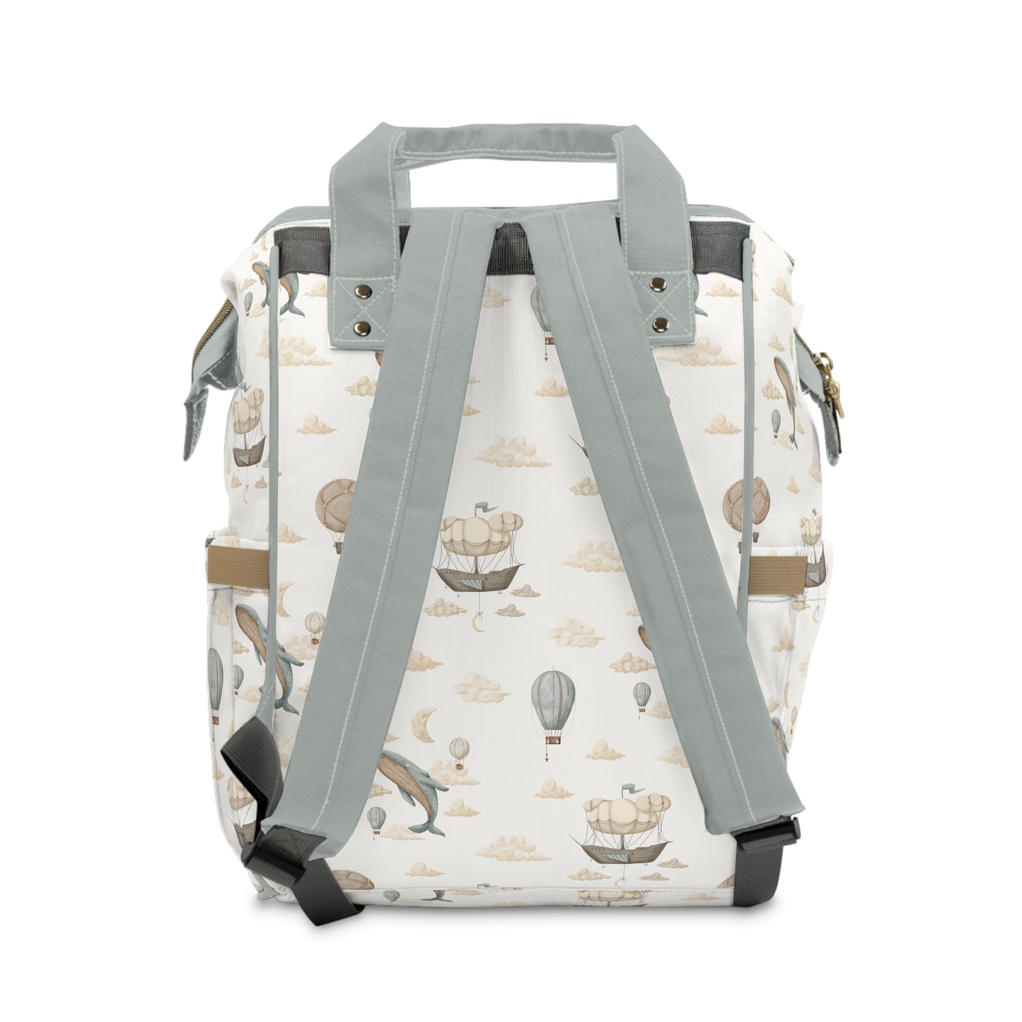 Watercolor Whale Balloons Diaper Bag, Multifunctional Diaper Backpack