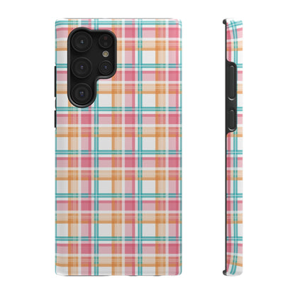 Impact-Resistant Phone Case - Summer Plaid Pink