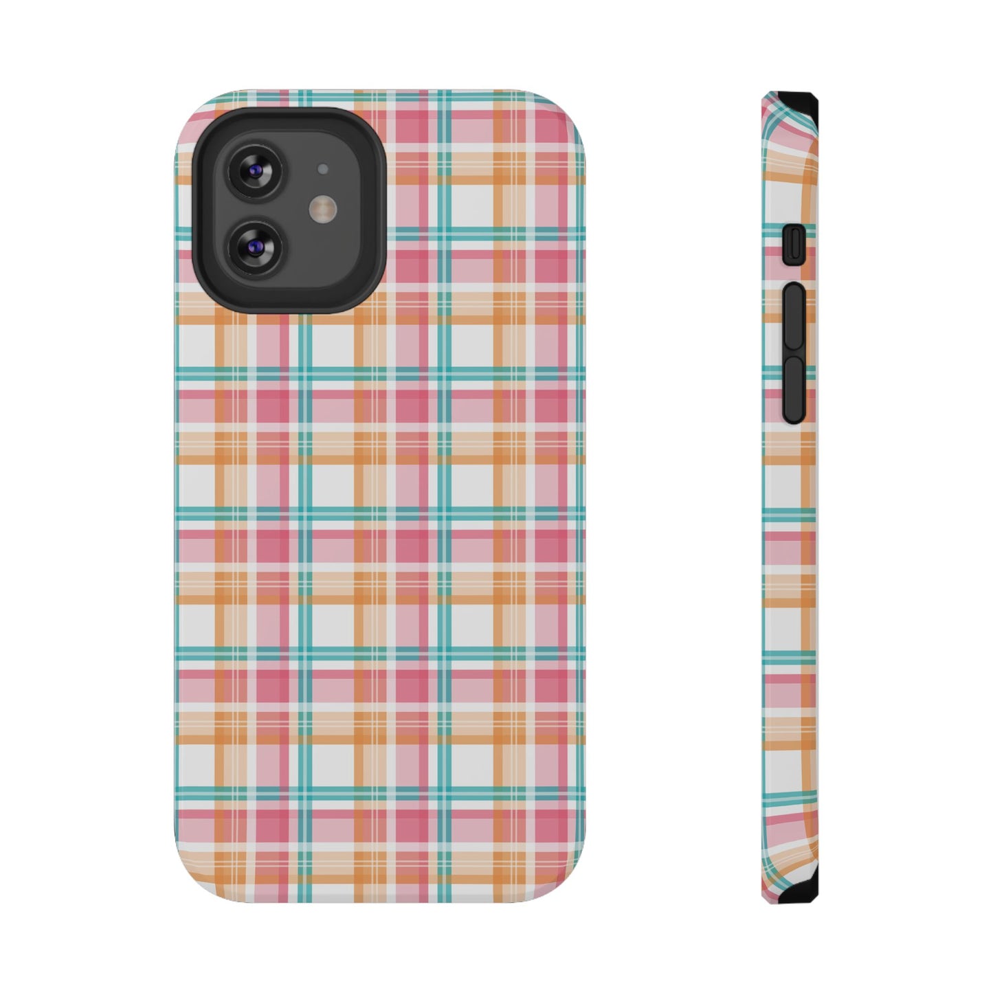 Impact-Resistant Phone Case - Summer Plaid Pink